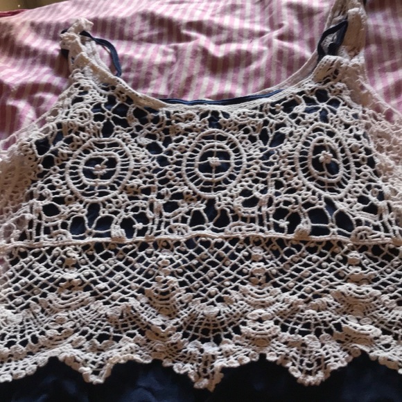 Woven lace festival boho crop tank May & July M - Picture 4 of 4